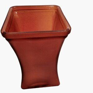 Burnt Orange Glass Vase square tapered Autumn fall Halloween Thanksgiving Rustic